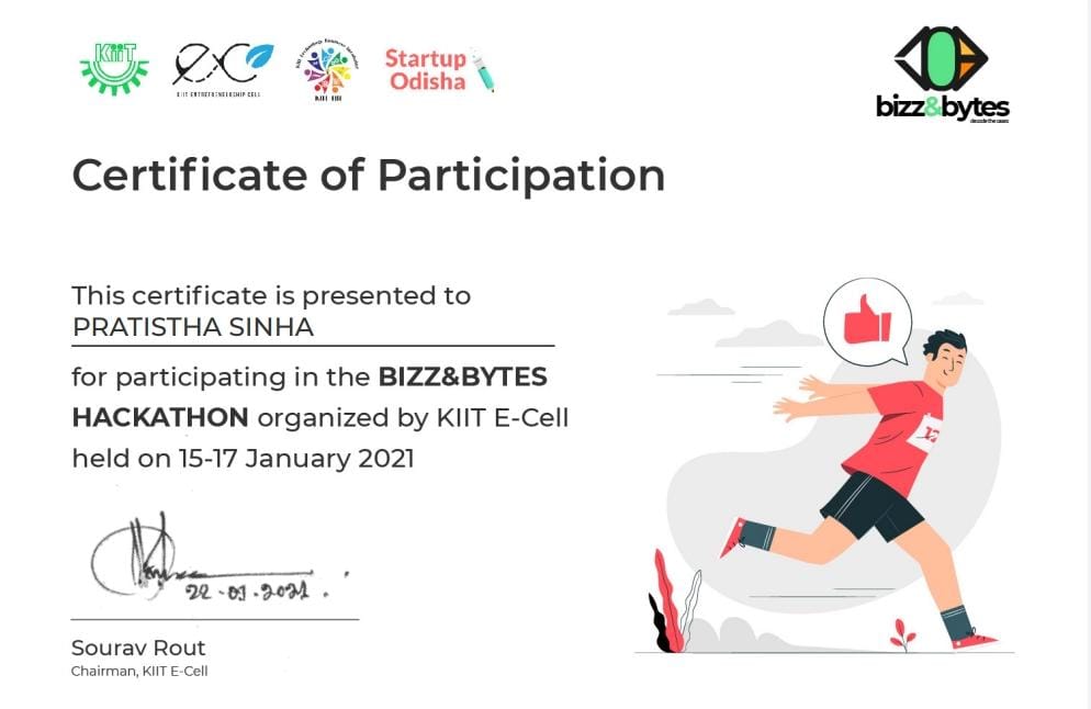 Participated in a coding hackathon organised by KIIT E-Cell